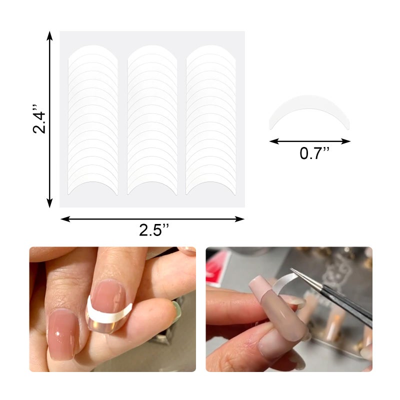 Quacc 12 Sheets 576 PCS French Manicure Strips Self-Adhesive Nail Guide Tips Manicure Nail DIY Art Stickers for Women Girls - Moon Shape Design - Image 3